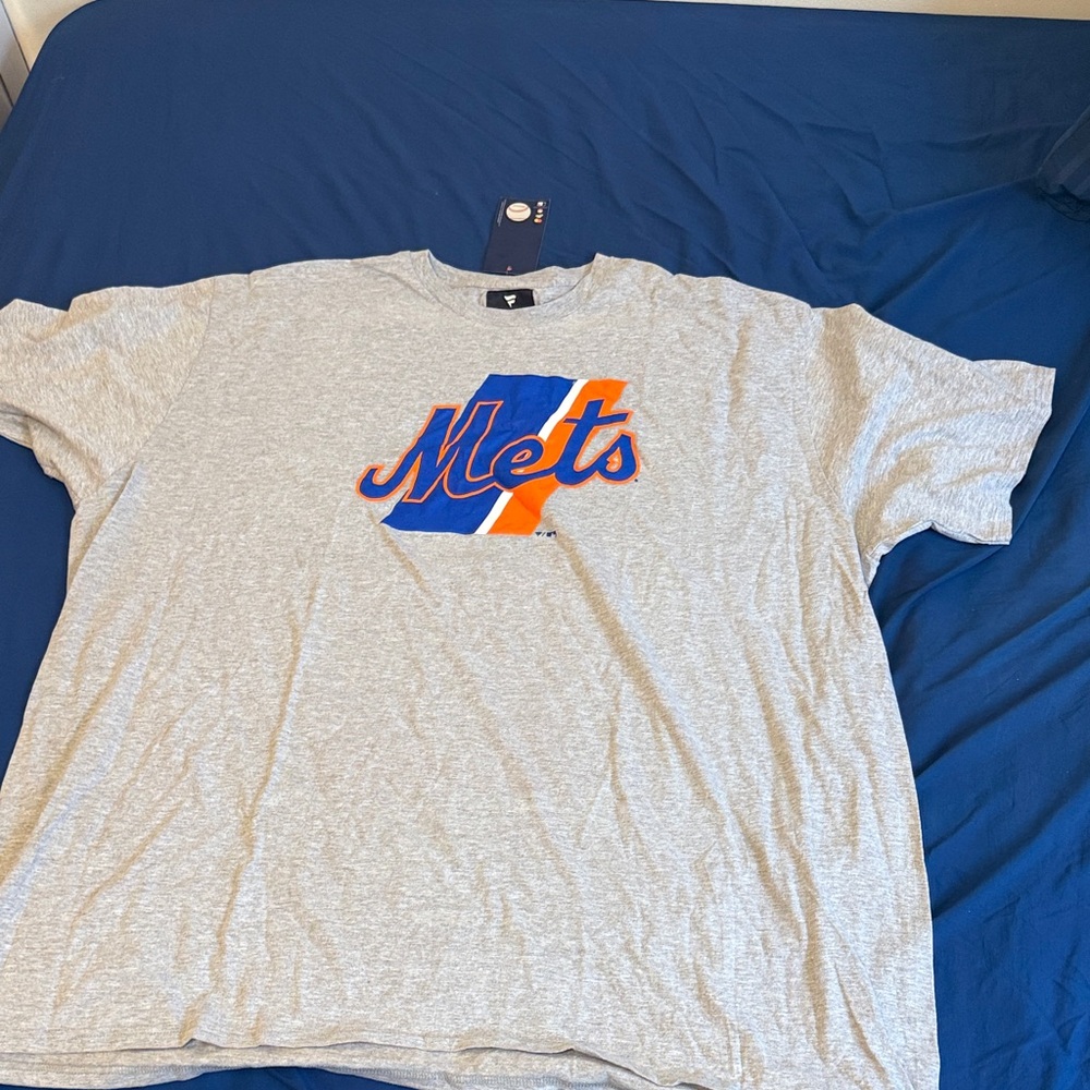 Fanatics Gray Mets Logo Short Sleeve Tee